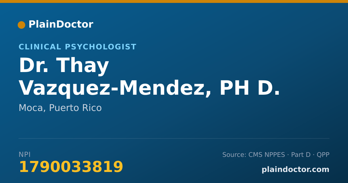 Shareable card for Thay Vazquez-Mendez, PH D. - Clinical Psychologist, Moca, PR
