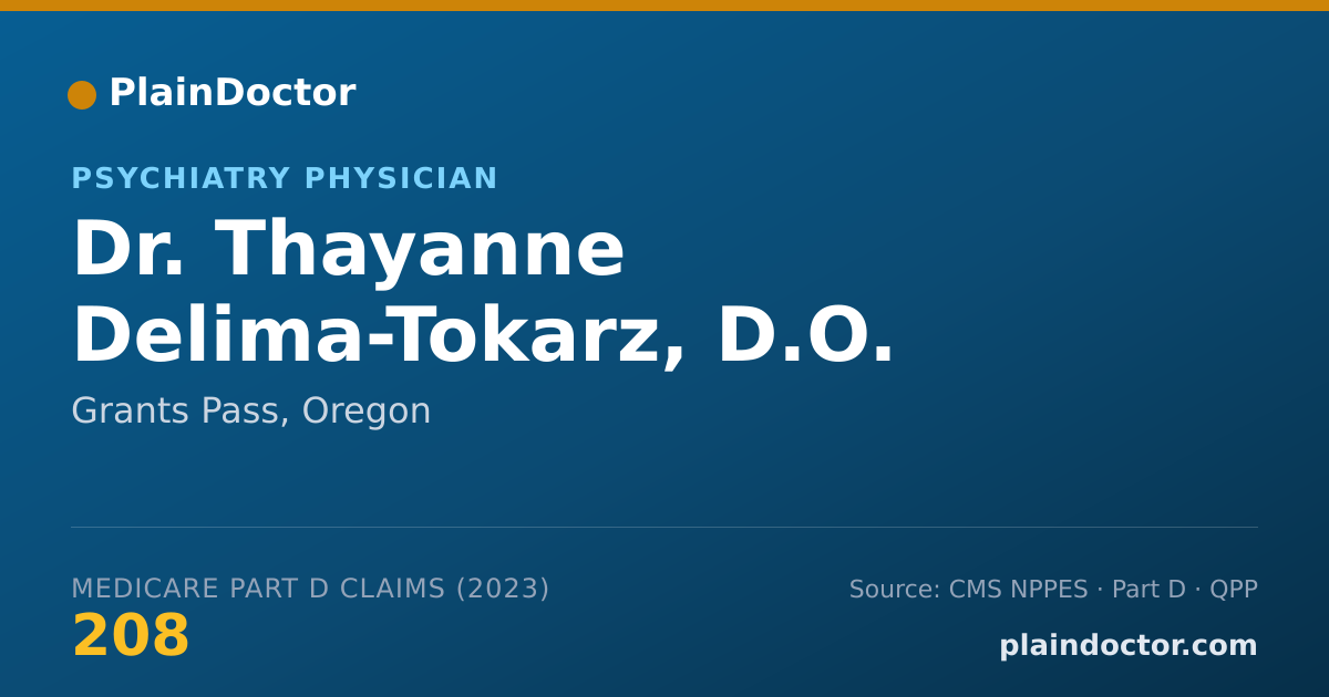 Shareable card for Thayanne Delima-Tokarz, D.O. - Psychiatry Physician, Grants Pass, OR