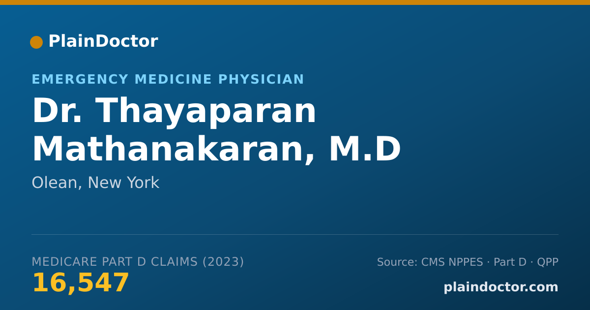 Shareable card for Thayaparan Mathanakaran, M.D - Emergency Medicine Physician, Olean, NY