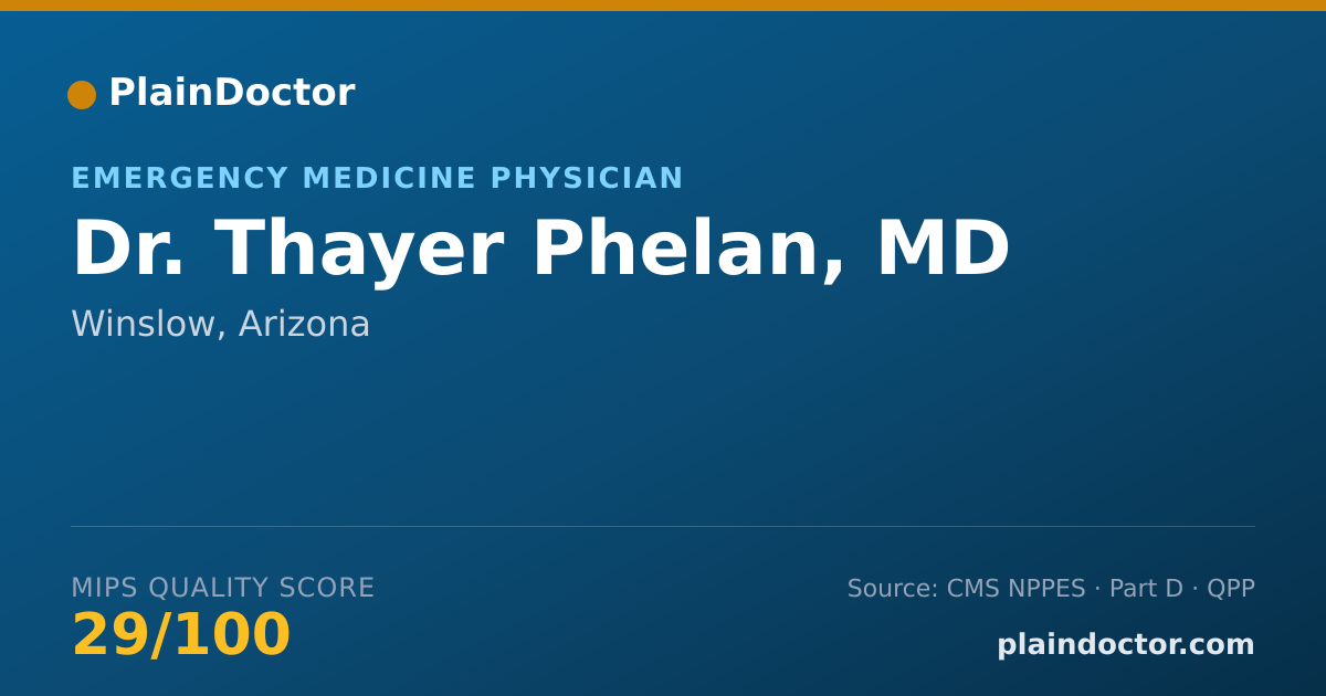 Shareable card for Thayer Phelan, MD - Emergency Medicine Physician, Winslow, AZ