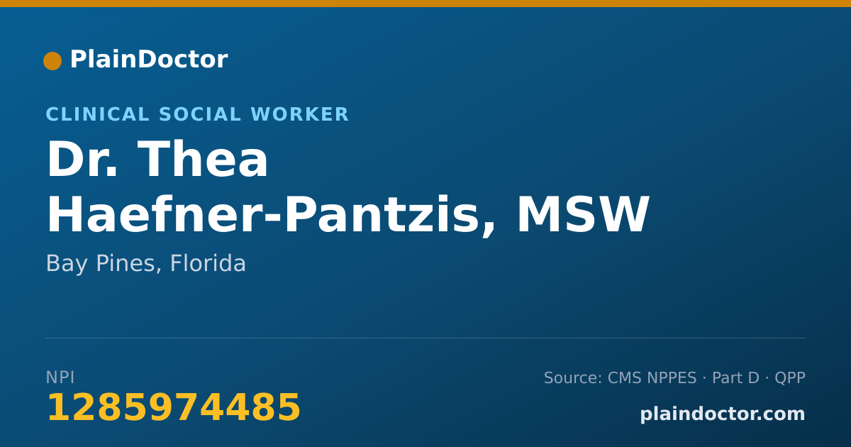 Shareable card for Thea Haefner-Pantzis, MSW - Clinical Social Worker, Bay Pines, FL