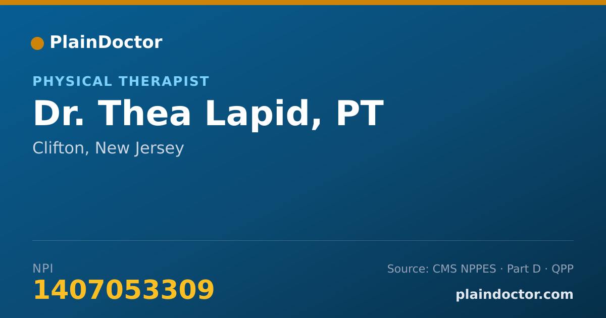 Shareable card for Thea Lapid, PT - Physical Therapist, Clifton, NJ