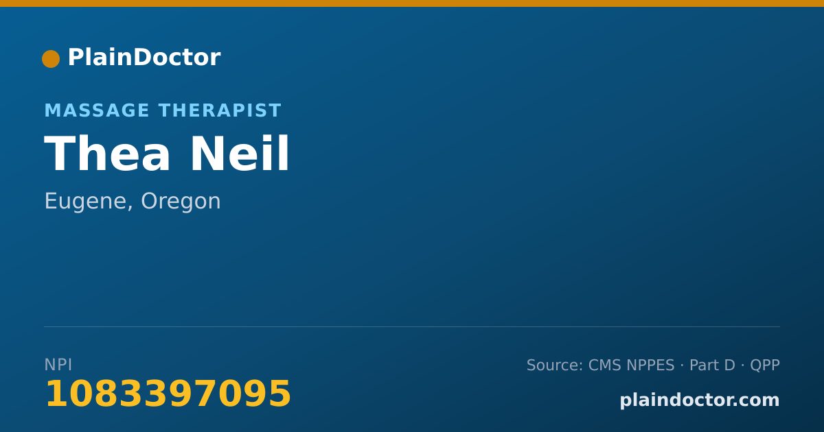 Shareable card for Thea Neil - Massage Therapist, Eugene, OR