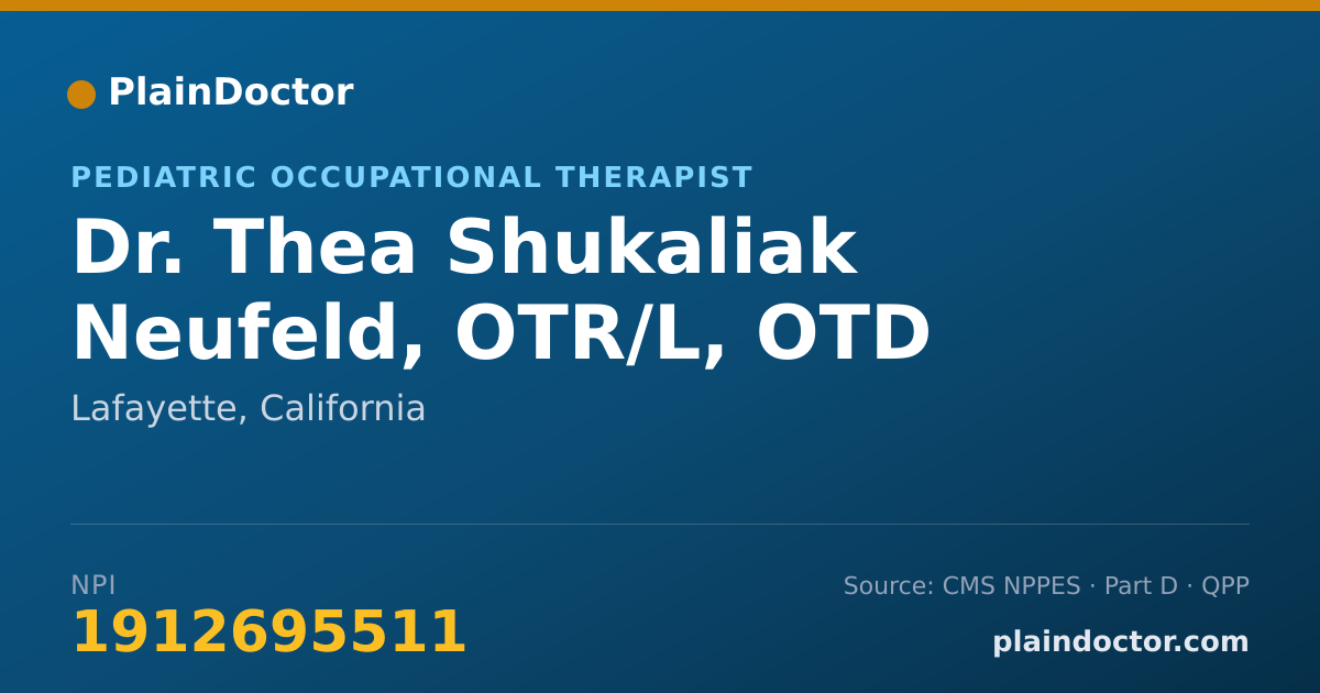 Shareable card for Thea Shukaliak Neufeld, OTR/L, OTD - Pediatric Occupational Therapist, Lafayette, CA