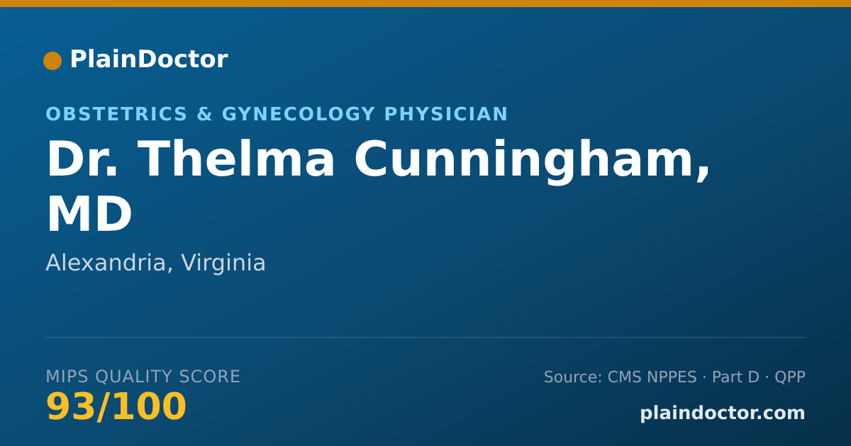 Shareable card for Thelma Cunningham, MD - Obstetrics & Gynecology Physician, Alexandria, VA