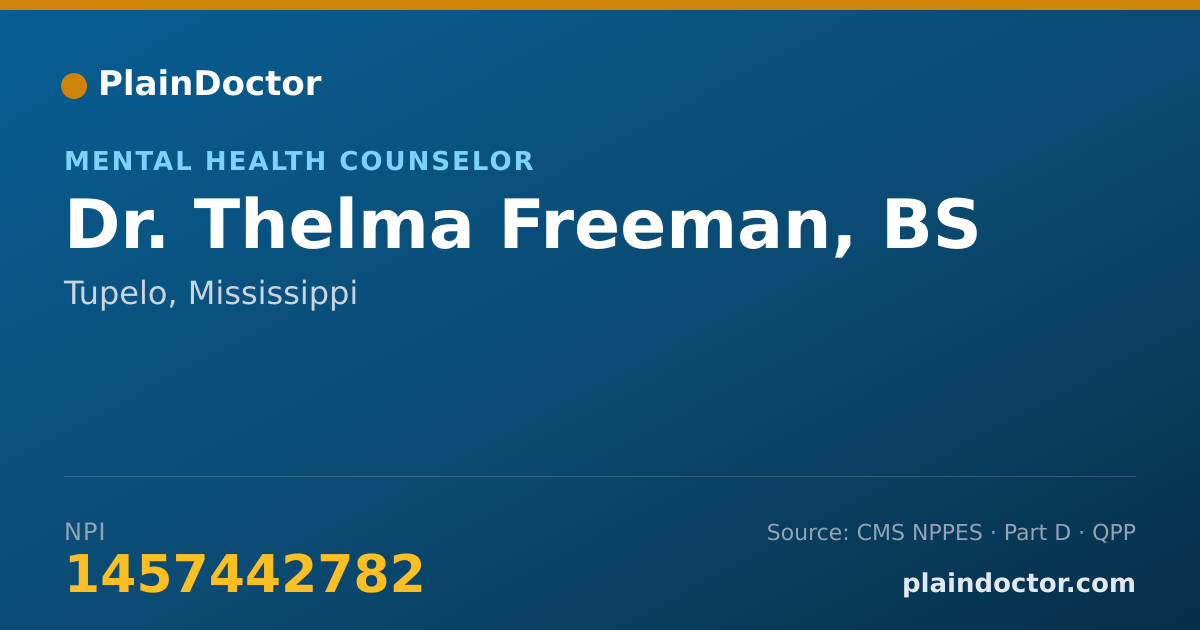 Shareable card for Thelma Freeman, BS - Mental Health Counselor, Tupelo, MS