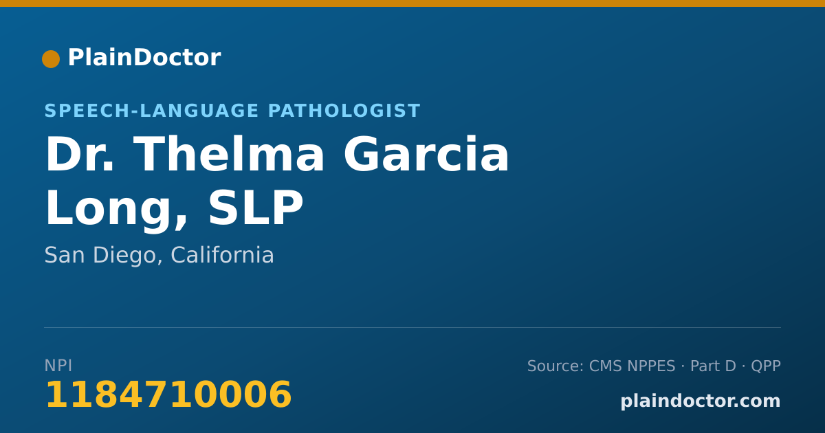 Shareable card for Thelma Garcia Long, SLP - Speech-Language Pathologist, San Diego, CA
