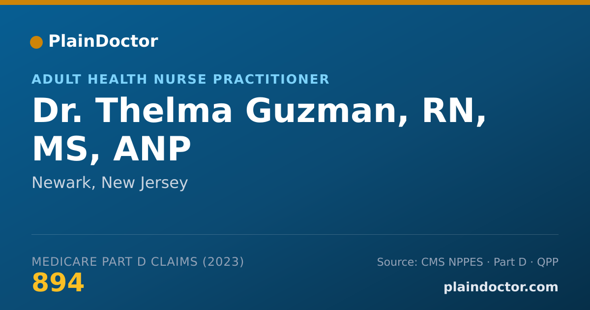Shareable card for Thelma Guzman, RN, MS, ANP - Adult Health Nurse Practitioner, Newark, NJ