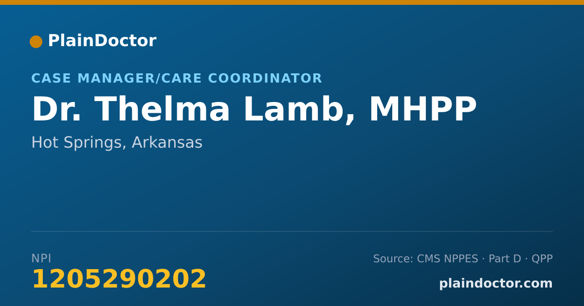 Shareable card for Thelma Lamb, MHPP - Case Manager/Care Coordinator, Hot Springs, AR