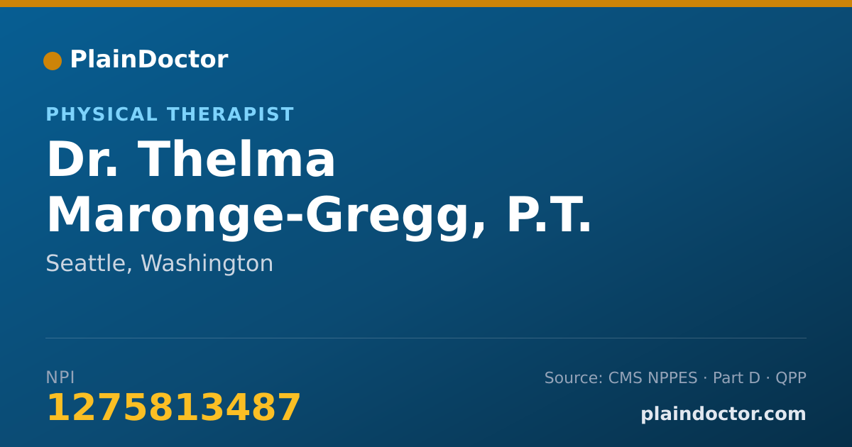 Shareable card for Thelma Maronge-Gregg, P.T. - Physical Therapist, Seattle, WA
