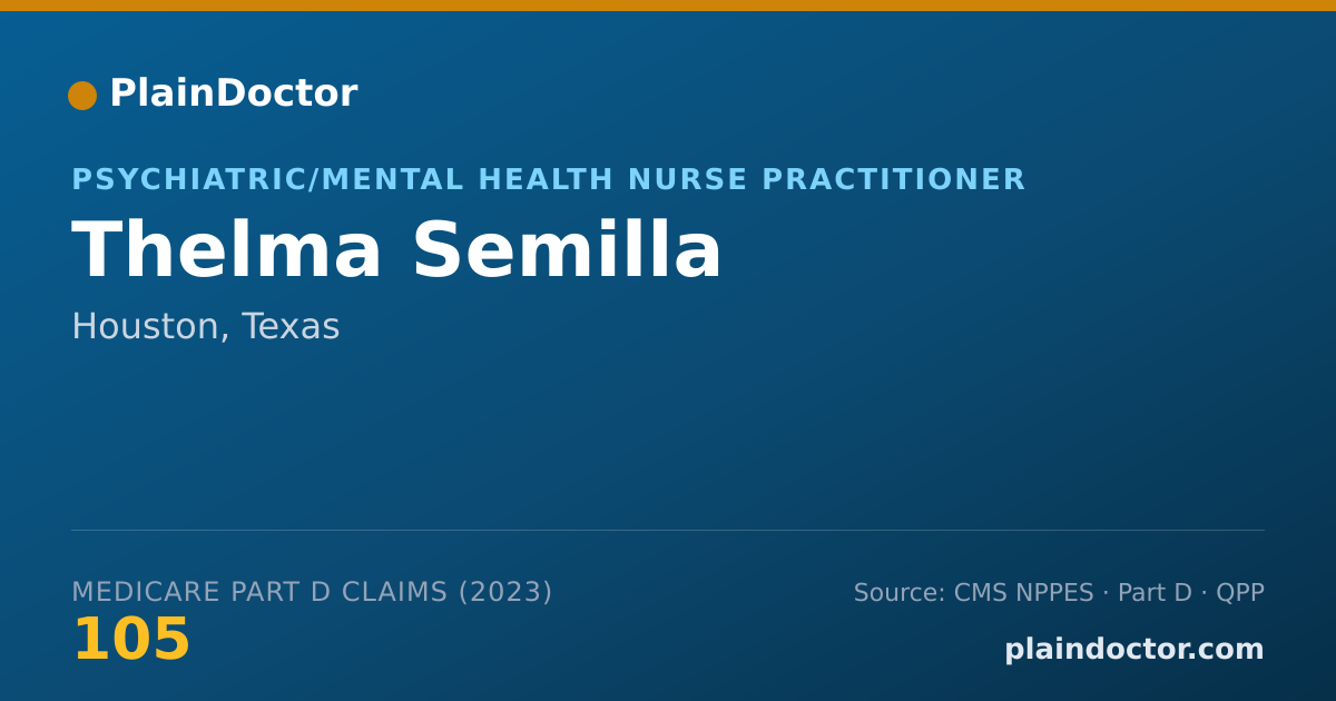 Shareable card for Thelma Semilla - Psychiatric/Mental Health Nurse Practitioner, Houston, TX