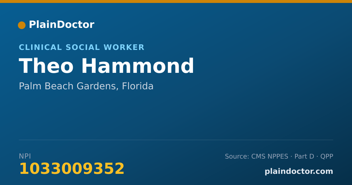 Shareable card for Theo Hammond - Clinical Social Worker, Palm Beach Gardens, FL