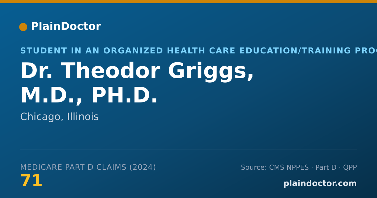 Shareable card for Theodor Griggs, M.D., PH.D. - Student in an Organized Health Care Education/Training Program, Chicago, IL