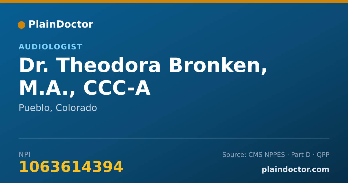 Shareable card for Theodora Bronken, M.A., CCC-A - Audiologist, Pueblo, CO