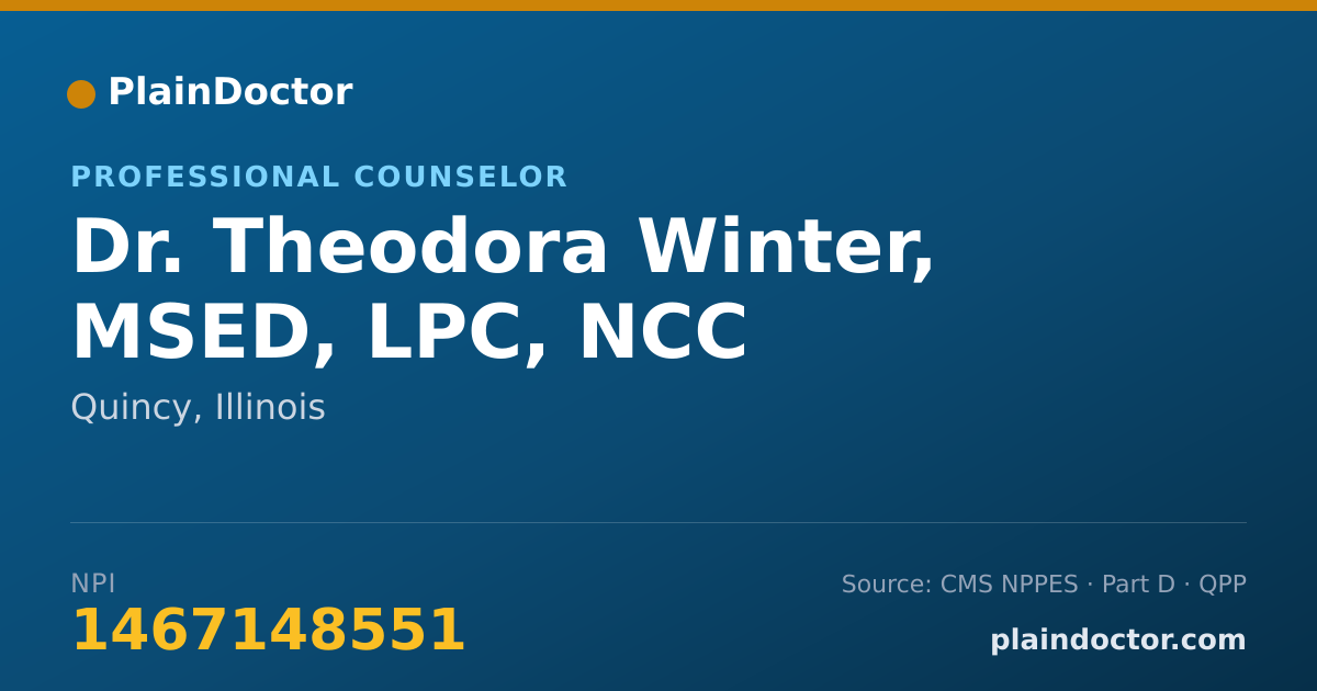 Shareable card for Theodora Winter, MSED, LPC, NCC - Professional Counselor, Quincy, IL