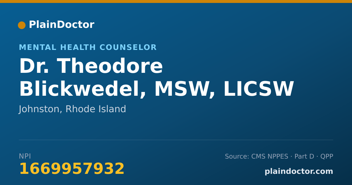 Shareable card for Theodore Blickwedel, MSW, LICSW - Mental Health Counselor, Johnston, RI