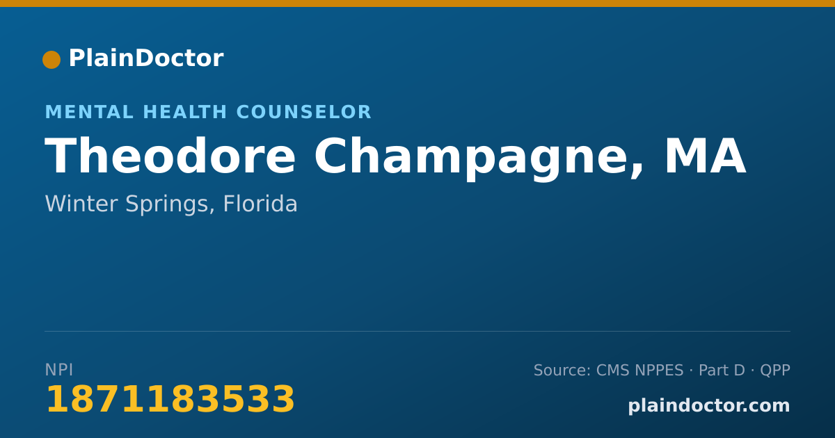 Shareable card for Theodore Champagne, MA - Mental Health Counselor, Winter Springs, FL