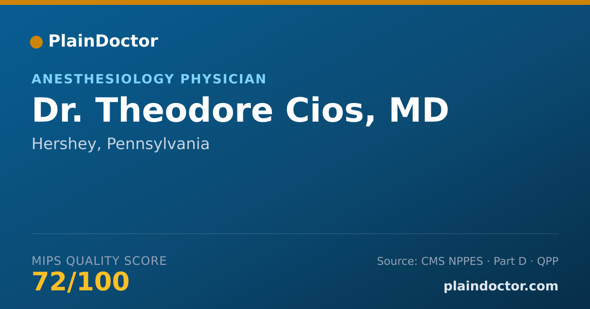 Shareable card for Theodore Cios, MD - Anesthesiology Physician, Hershey, PA