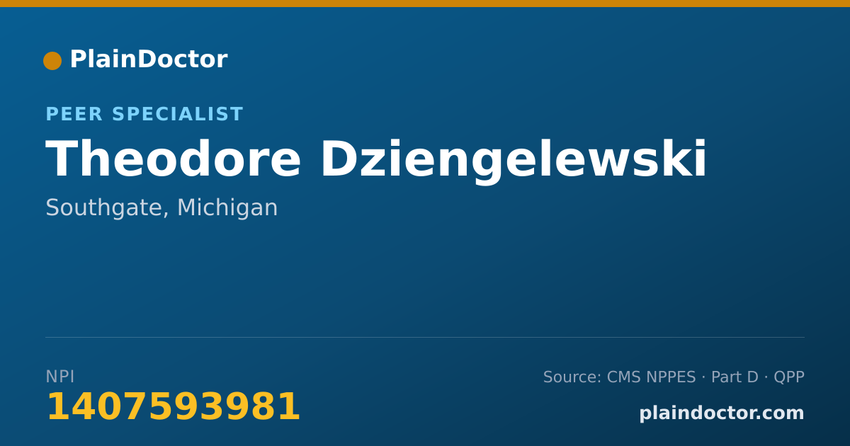 Shareable card for Theodore Dziengelewski - Peer Specialist, Southgate, MI