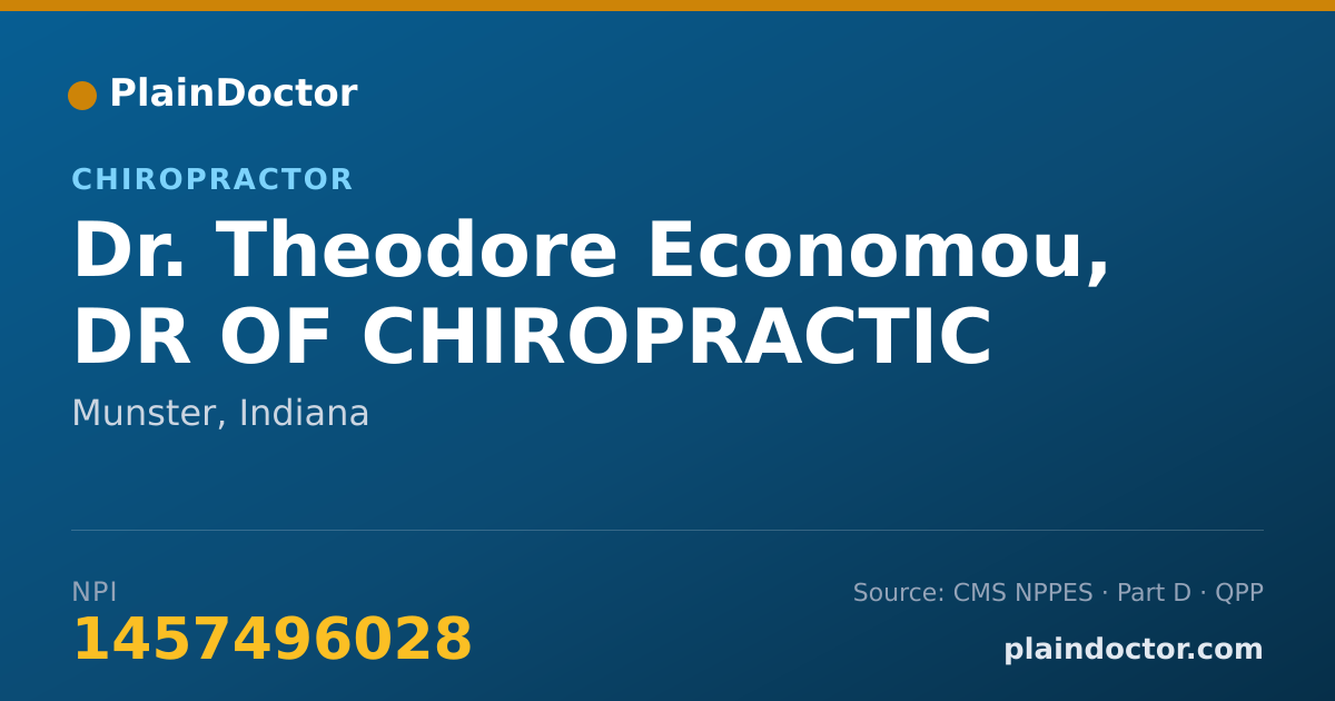Shareable card for Theodore Economou, DR OF CHIROPRACTIC - Chiropractor, Munster, IN