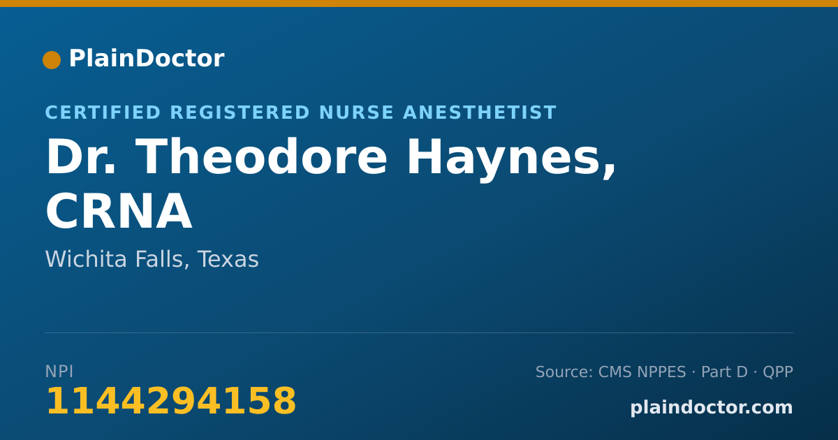 Shareable card for Theodore Haynes, CRNA - Certified Registered Nurse Anesthetist, Wichita Falls, TX