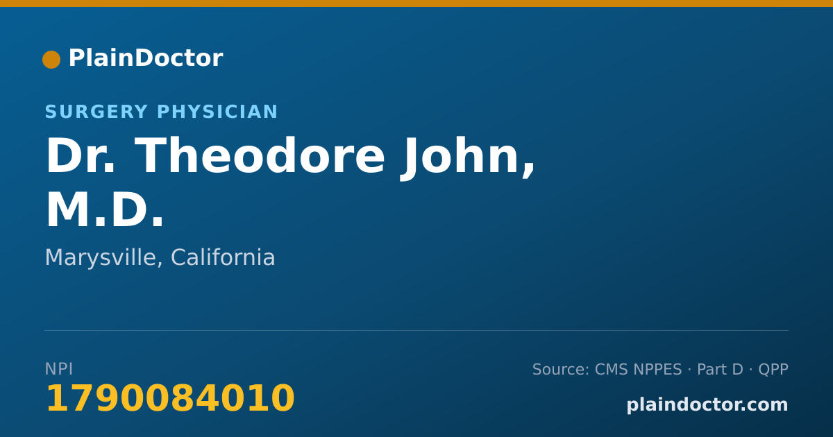 Shareable card for Theodore John, M.D. - Surgery Physician, Marysville, CA