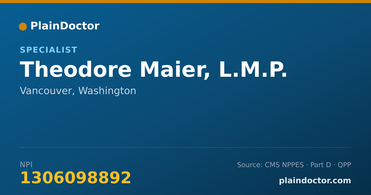 Shareable card for Theodore Maier, L.M.P. - Specialist, Vancouver, WA