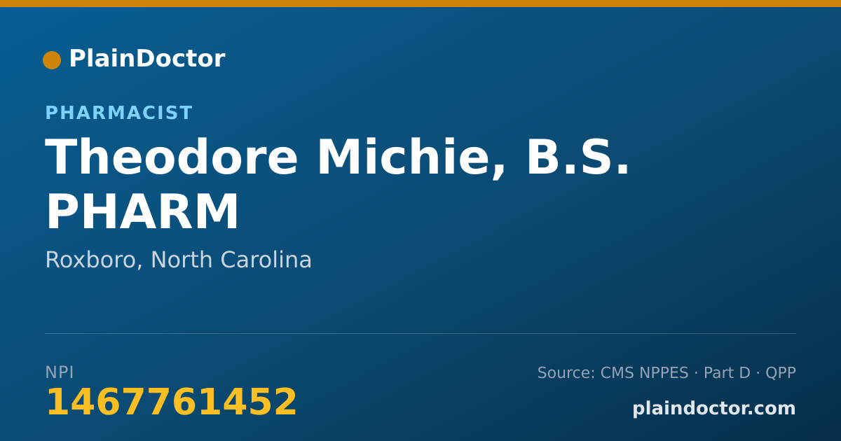 Shareable card for Theodore Michie, B.S. PHARM - Pharmacist, Roxboro, NC