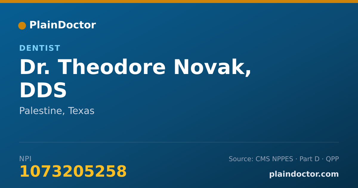 Shareable card for Theodore Novak, DDS - Dentist, Palestine, TX