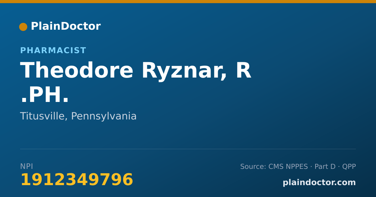 Shareable card for Theodore Ryznar, R .PH. - Pharmacist, Titusville, PA