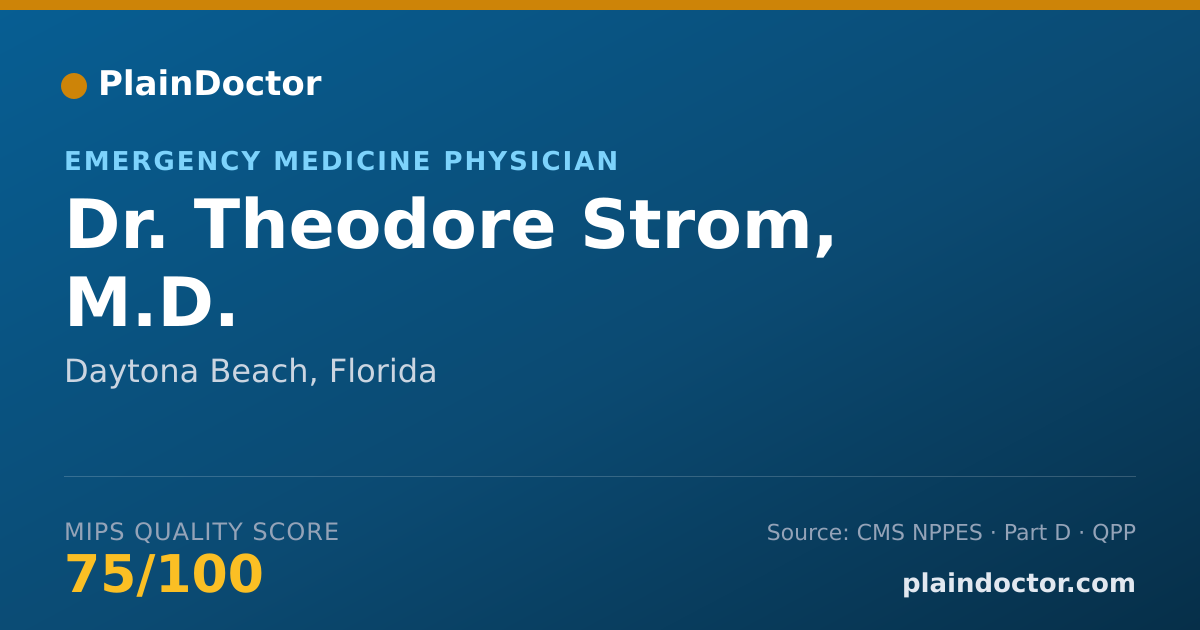 Shareable card for Theodore Strom, M.D. - Emergency Medicine Physician, Daytona Beach, FL
