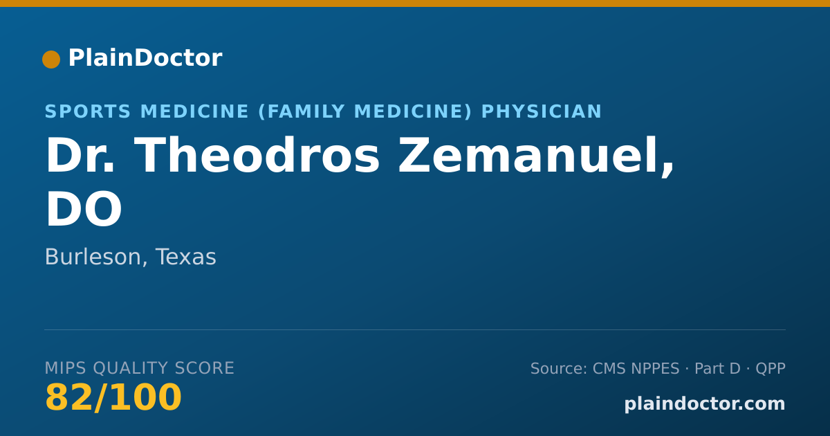 Shareable card for Theodros Zemanuel, DO - Sports Medicine (Family Medicine) Physician, Burleson, TX