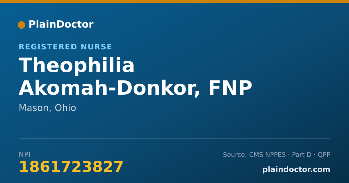 Shareable card for Theophilia Akomah-Donkor, FNP - Registered Nurse, Mason, OH