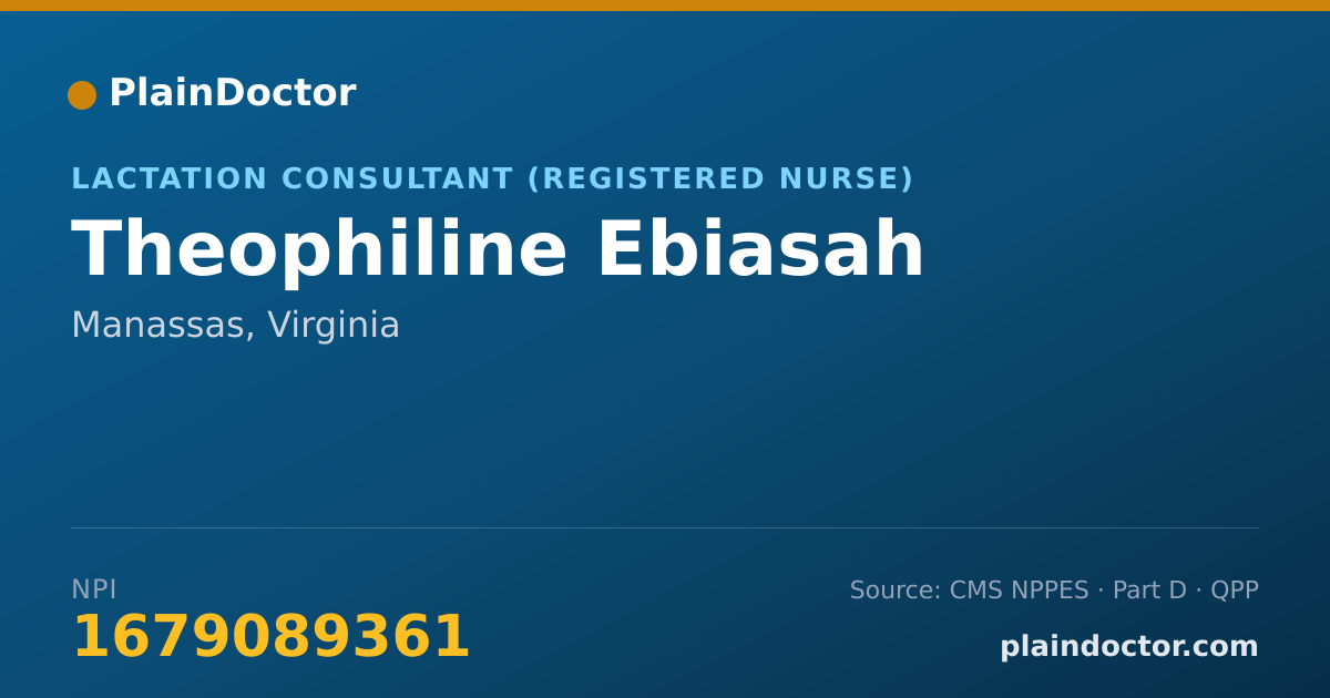 Shareable card for Theophiline Ebiasah - Lactation Consultant (Registered Nurse), Manassas, VA