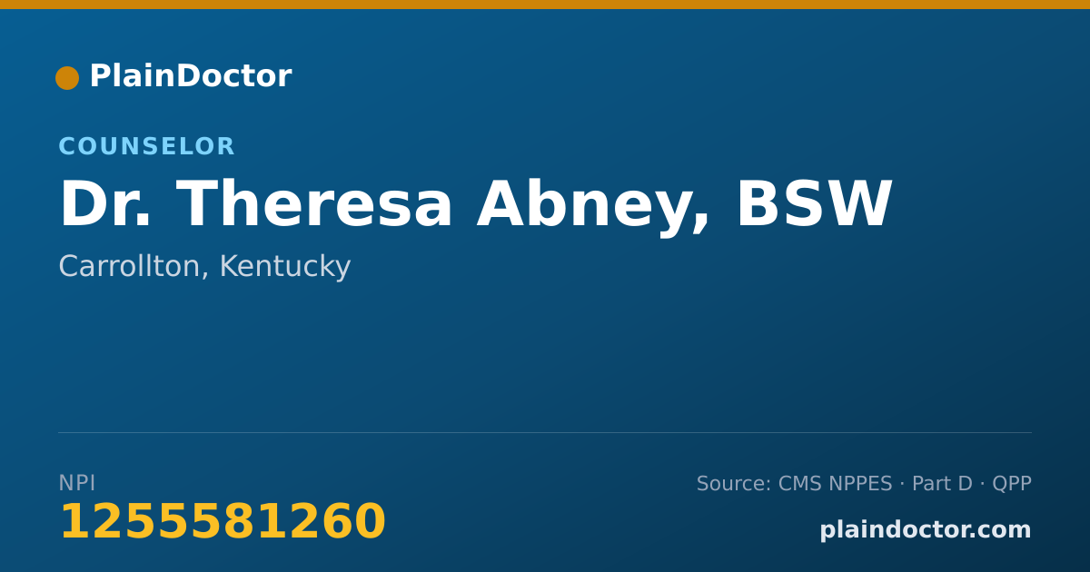 Shareable card for Theresa Abney, BSW - Counselor, Carrollton, KY