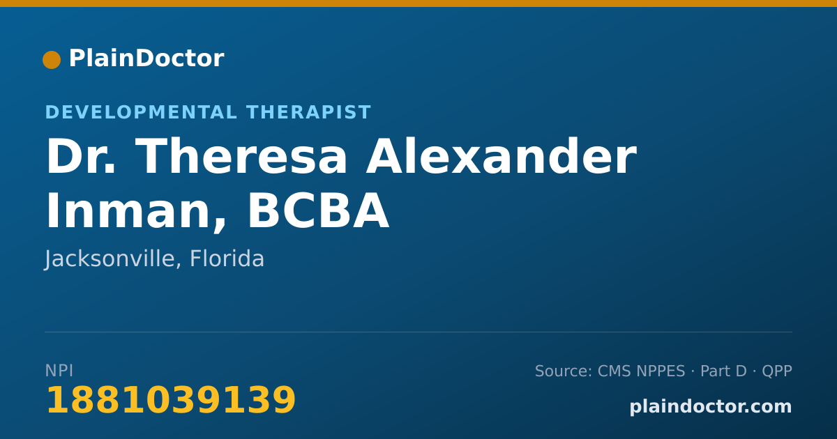 Shareable card for Theresa Alexander Inman, BCBA - Developmental Therapist, Jacksonville, FL