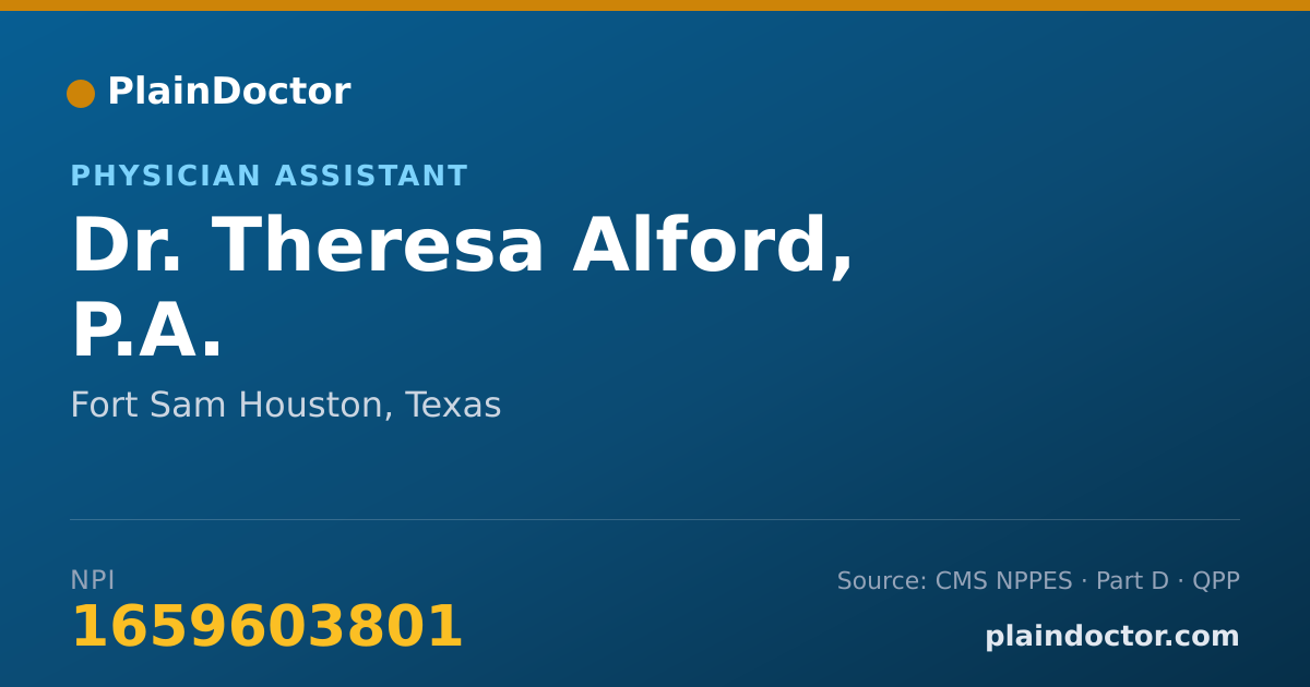 Shareable card for Theresa Alford, P.A. - Physician Assistant, Fort Sam Houston, TX