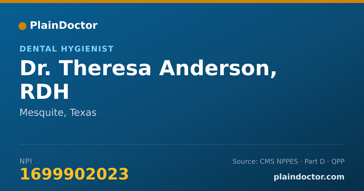 Shareable card for Theresa Anderson, RDH - Dental Hygienist, Mesquite, TX