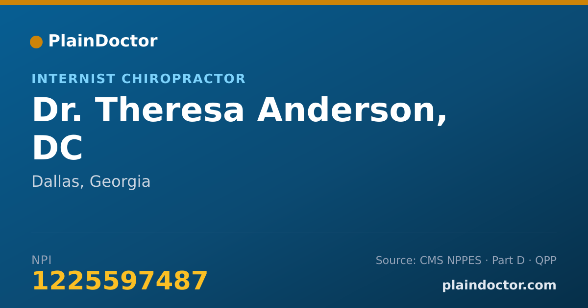 Shareable card for Theresa Anderson, DC - Internist Chiropractor, Dallas, GA