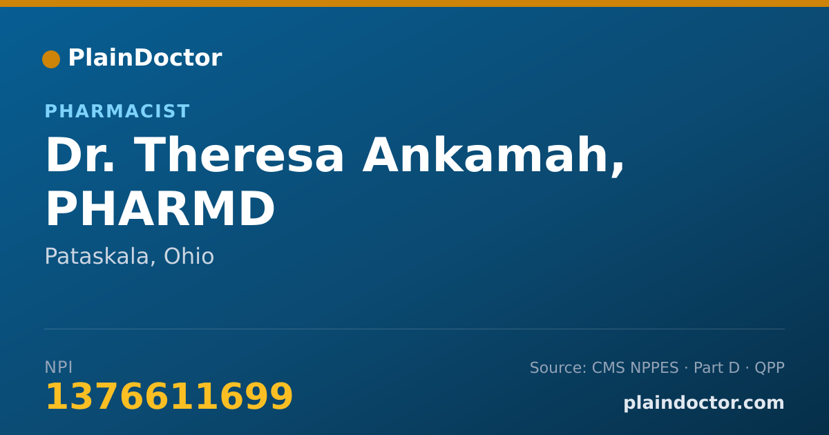 Shareable card for Theresa Ankamah, PHARMD - Pharmacist, Pataskala, OH