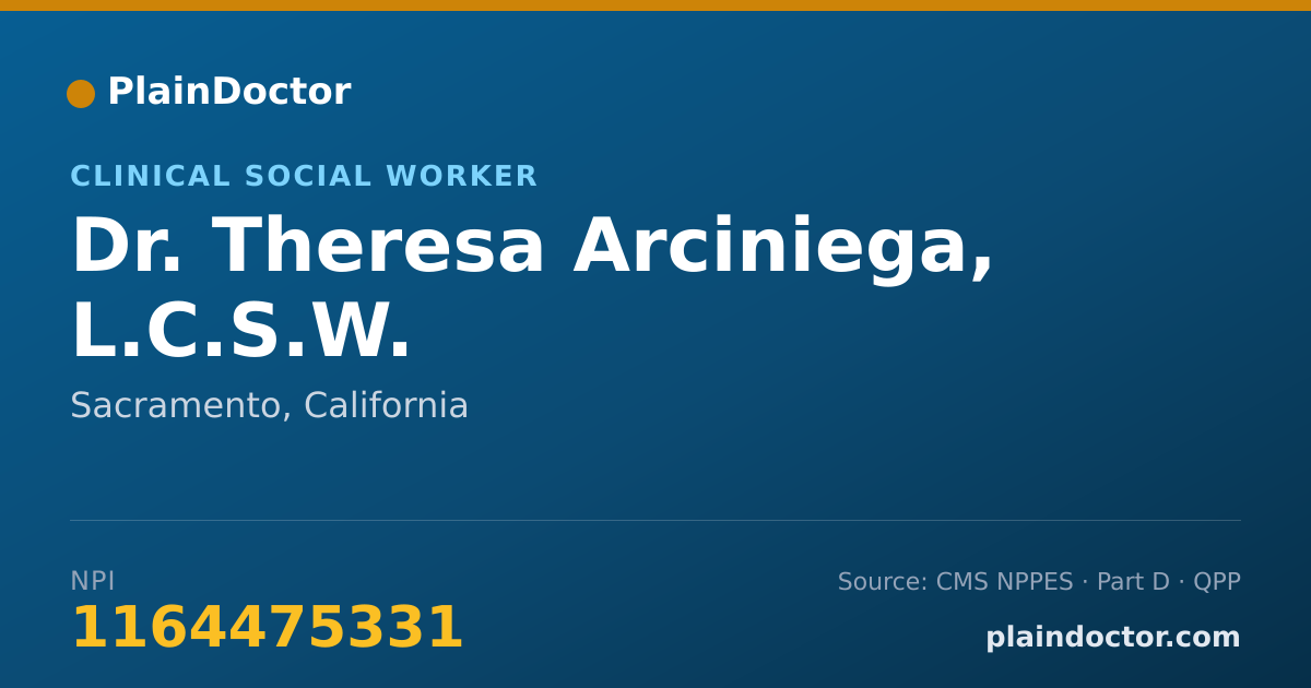 Shareable card for Theresa Arciniega, L.C.S.W. - Clinical Social Worker, Sacramento, CA