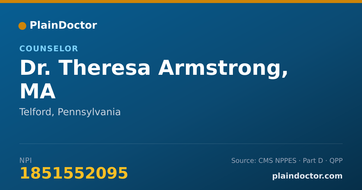 Shareable card for Theresa Armstrong, MA - Counselor, Telford, PA