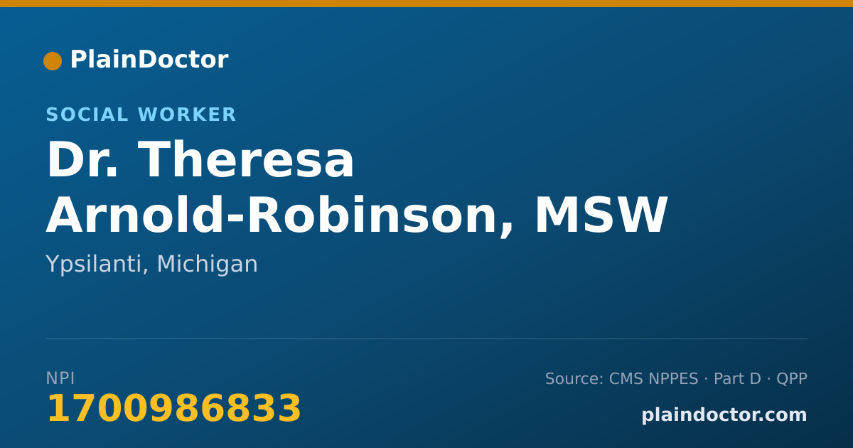 Shareable card for Theresa Arnold-Robinson, MSW - Social Worker, Ypsilanti, MI