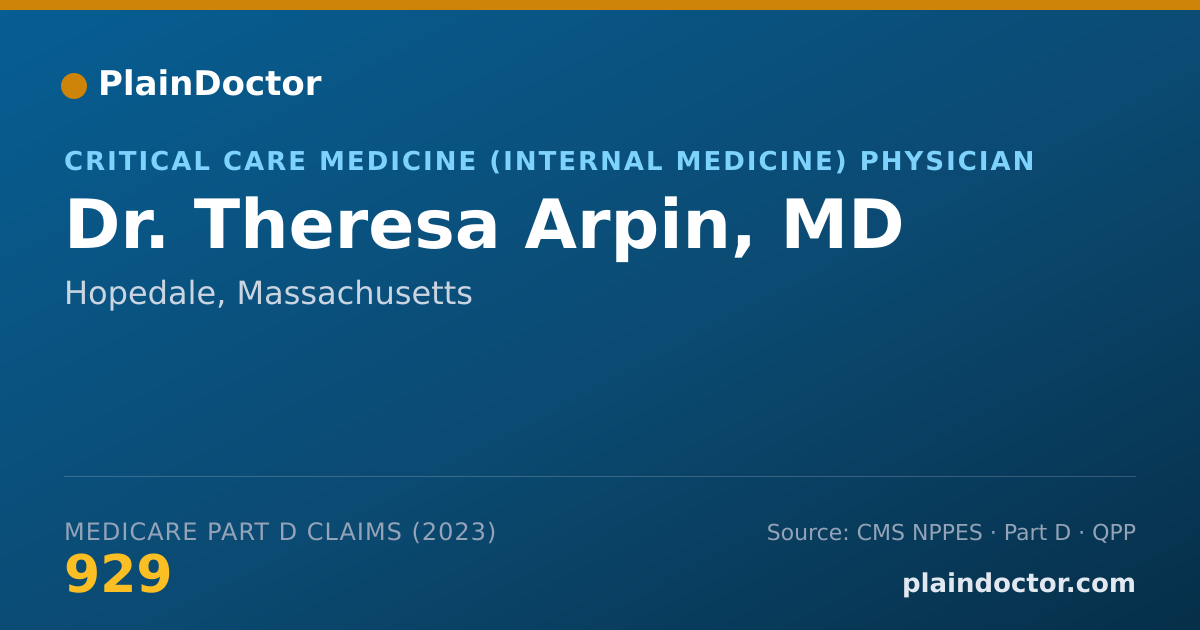 Shareable card for Theresa Arpin, MD - Critical Care Medicine (Internal Medicine) Physician, Hopedale, MA