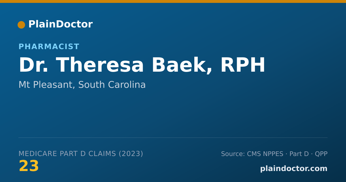 Shareable card for Theresa Baek, RPH - Pharmacist, Mt Pleasant, SC