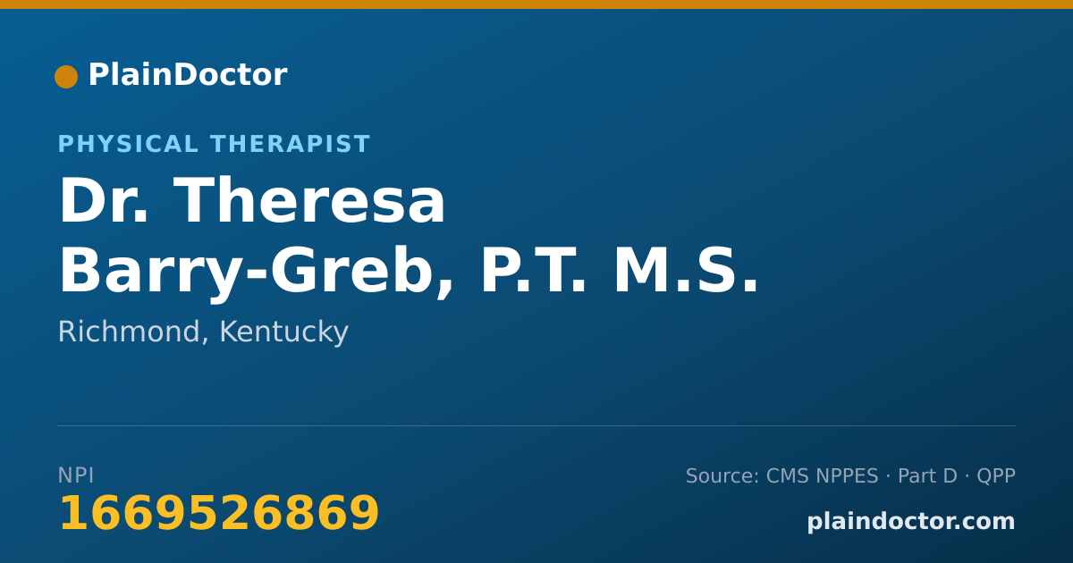 Shareable card for Theresa Barry-Greb, P.T. M.S. - Physical Therapist, Richmond, KY