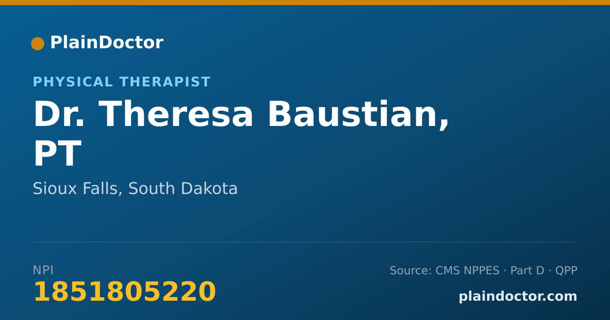 Shareable card for Theresa Baustian, PT - Physical Therapist, Sioux Falls, SD