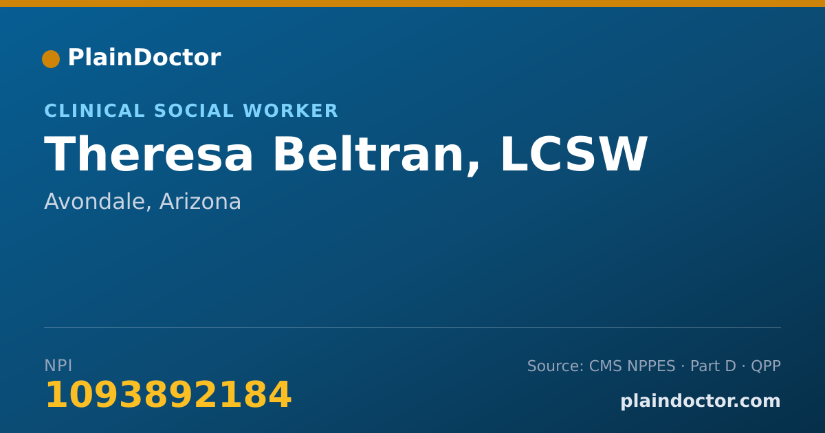Shareable card for Theresa Beltran, LCSW - Clinical Social Worker, Avondale, AZ