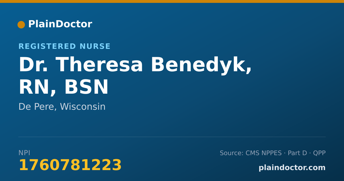 Shareable card for Theresa Benedyk, RN,  BSN - Registered Nurse, De Pere, WI