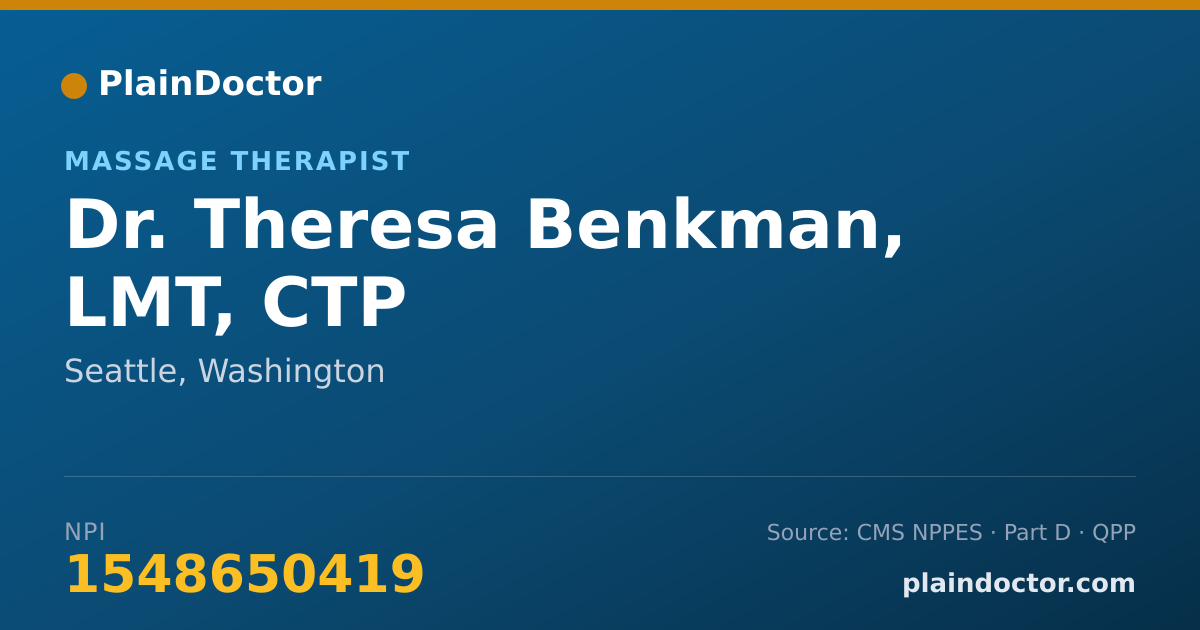 Shareable card for Theresa Benkman, LMT, CTP - Massage Therapist, Seattle, WA